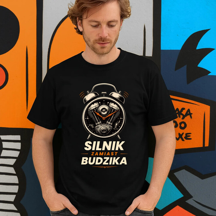 Silnik zamiast budzika - męska koszulka na prezent