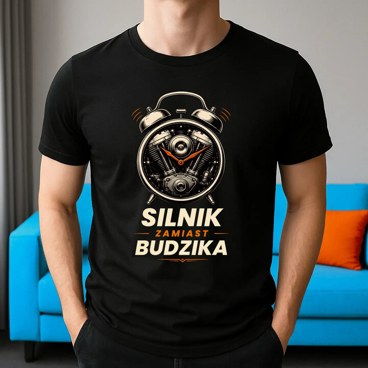 Silnik zamiast budzika - męska koszulka na prezent