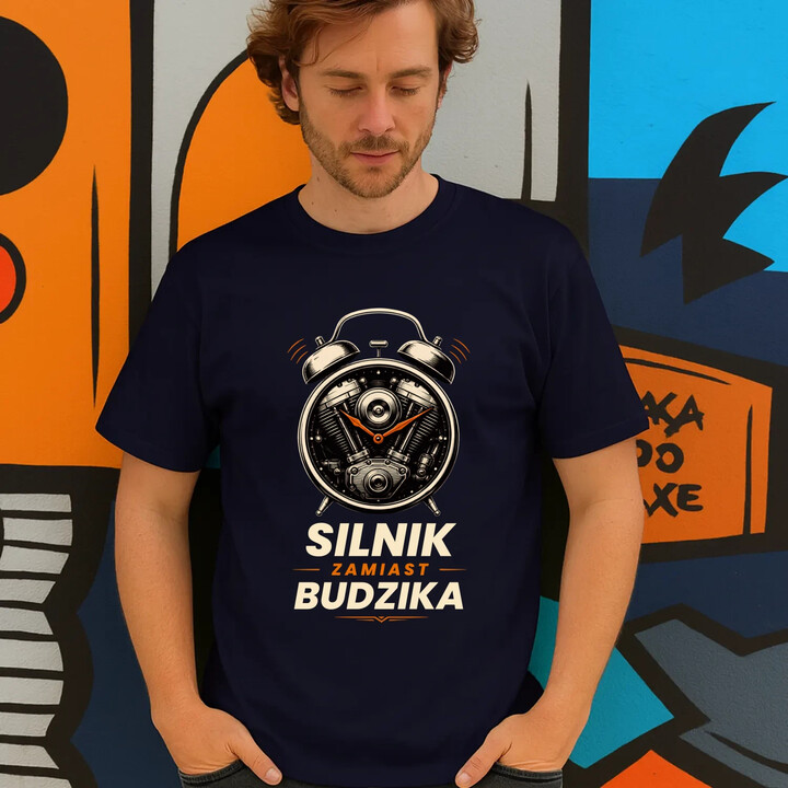 Silnik zamiast budzika - męska koszulka na prezent