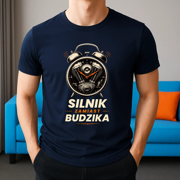 Silnik zamiast budzika - męska koszulka na prezent