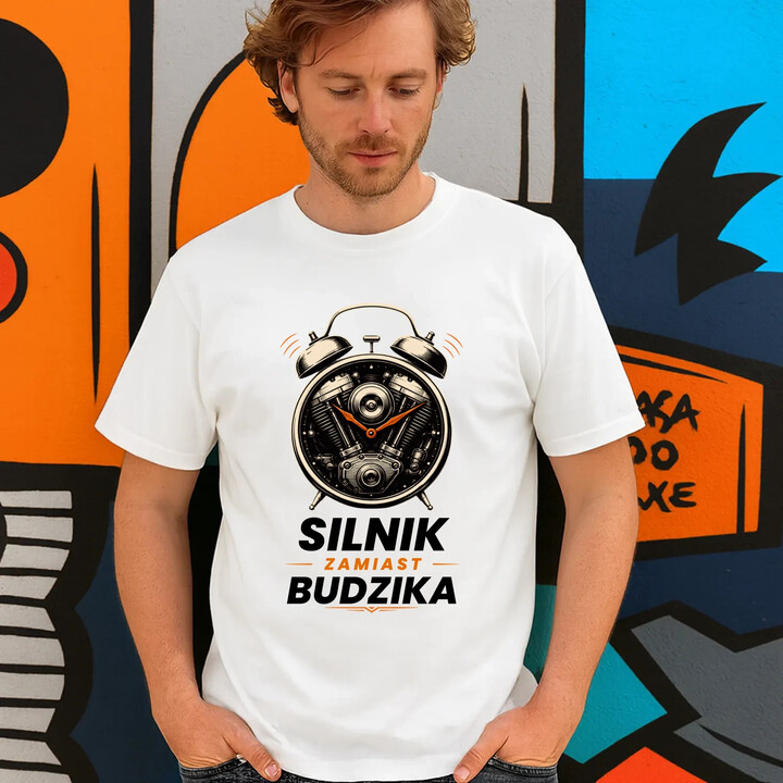 Silnik zamiast budzika - męska koszulka na prezent
