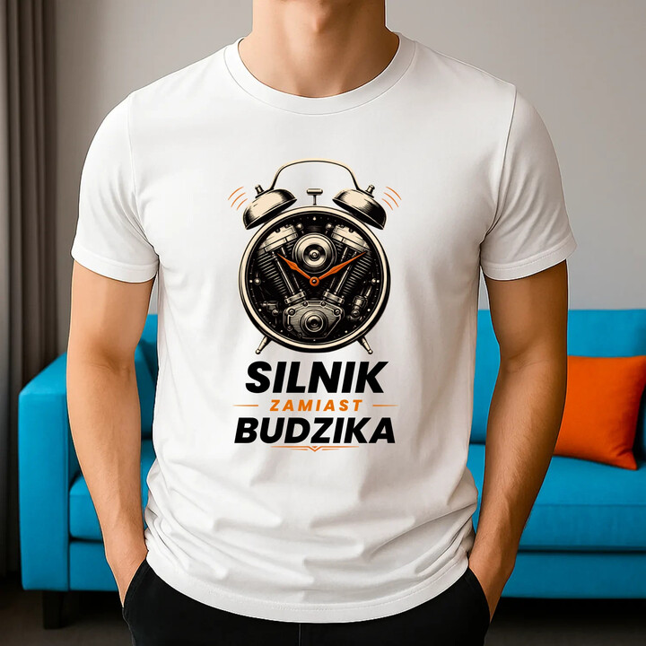 Silnik zamiast budzika - męska koszulka na prezent