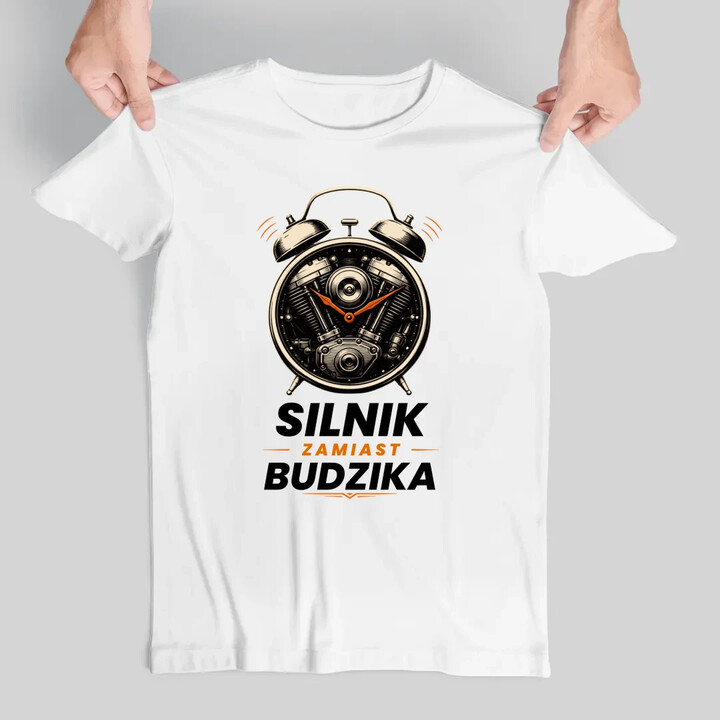 Silnik zamiast budzika - męska koszulka na prezent