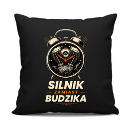 Silnik zamiast budzika - czarna poduszka na prezent