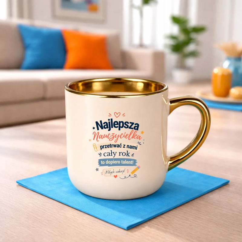 Najlepsza nauczycielka - elegancki kubek na Dzień Nauczyciela