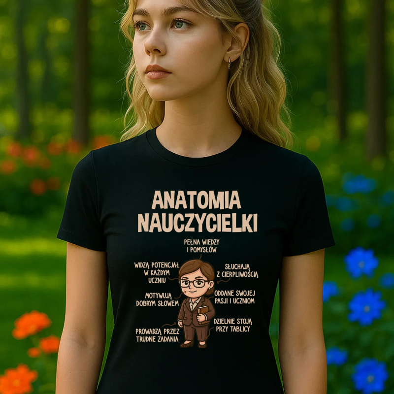 Anatomia nauczycielki - śmieszna damska koszulka na Dzień Nauczyciela