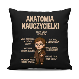 Anatomia nauczycielki - czarna poduszka na prezent