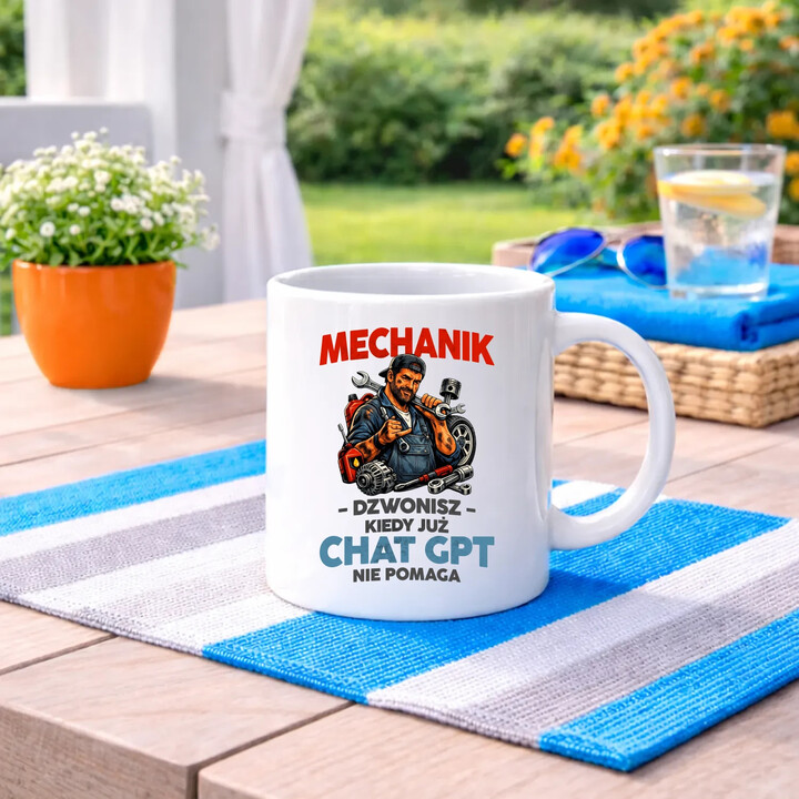 Mechanik - dzwonisz kiedy już Chat GPT nie pomaga - kubek na prezent