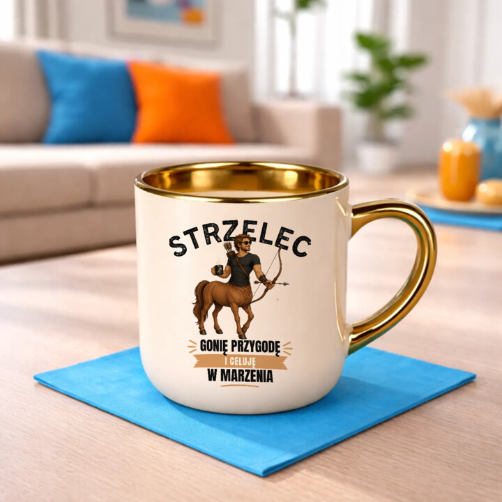 Strzelec gonię przygodę i celuję w marzenia - kubek elegancki na prezent