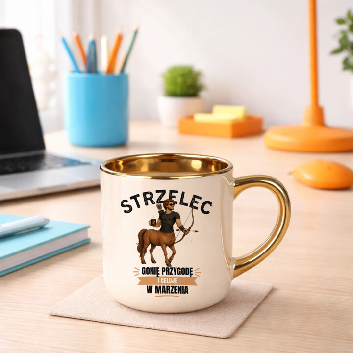 Strzelec gonię przygodę i celuję w marzenia - kubek elegancki na prezent
