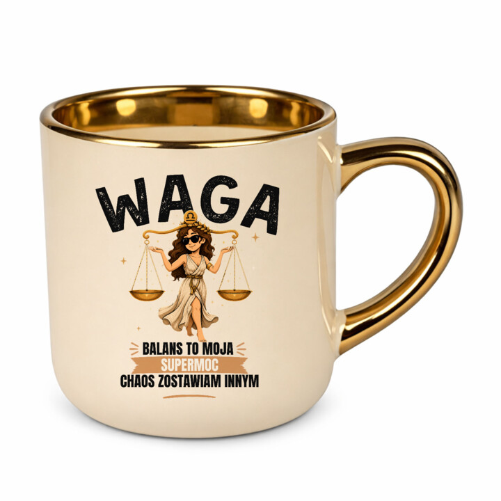 Waga balans to moja supermoc chaos zostawiam innym - kubek elegancki na prezent
