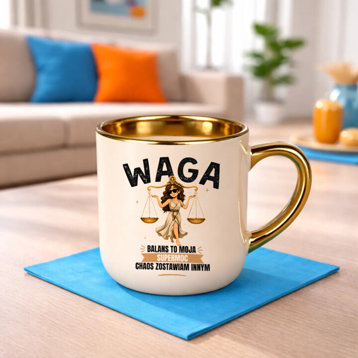 Waga balans to moja supermoc chaos zostawiam innym - kubek elegancki na prezent