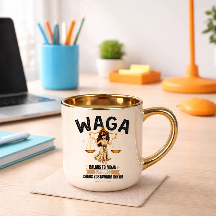 Waga balans to moja supermoc chaos zostawiam innym - kubek elegancki na prezent