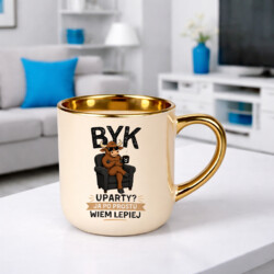 Byk uparty ja po prostu wiem lepiej - kubek elegancki na prezent