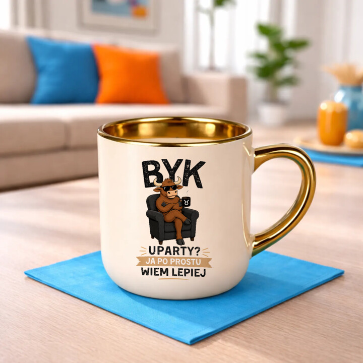 Byk uparty ja po prostu wiem lepiej - kubek elegancki na prezent