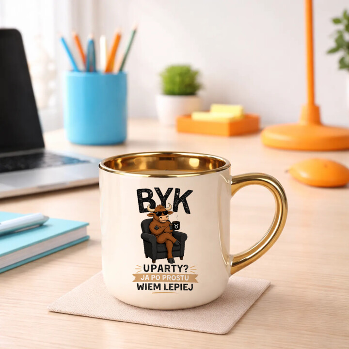 Byk uparty ja po prostu wiem lepiej - kubek elegancki na prezent