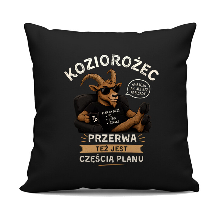 Koziorożec przerwa też jest częścią planu - czarna poduszka na prezent