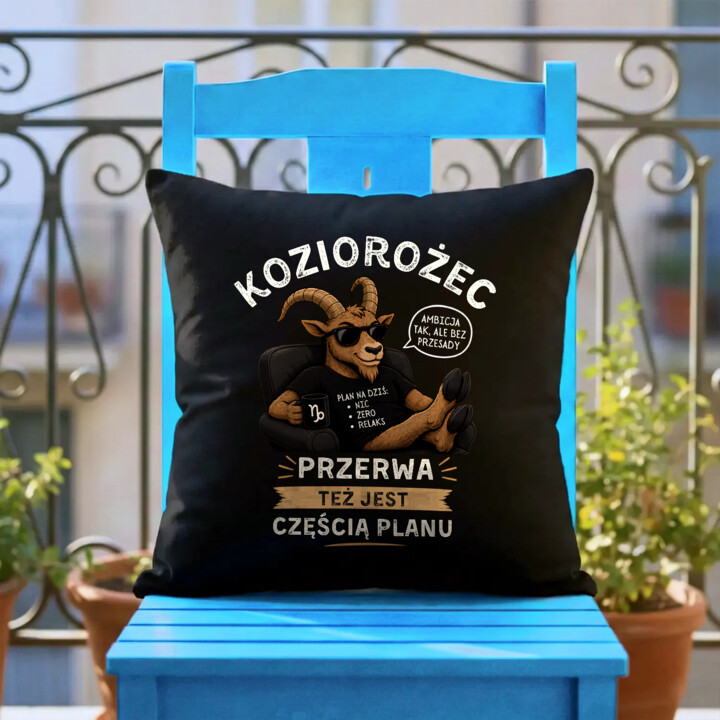 Koziorożec przerwa też jest częścią planu - czarna poduszka na prezent
