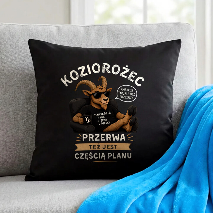 Koziorożec przerwa też jest częścią planu - czarna poduszka na prezent