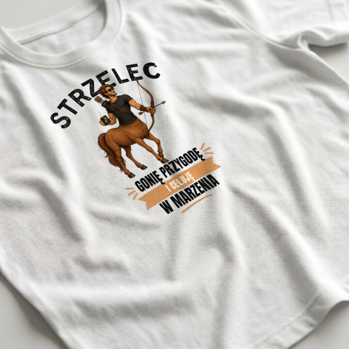 Strzelec gonię przygodę i celuję w marzenia - męska koszulka na prezent