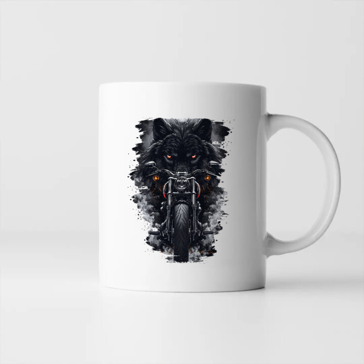 Motocykl z wilkiem - kubek na prezent