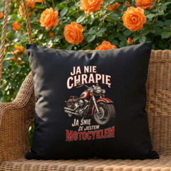 Poduszka czarna Ja nie chrapię ja śnię że jestem motocyklem