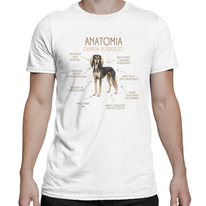 Anatomia charta perskiego - męska koszulka na prezent dla właściciela charta