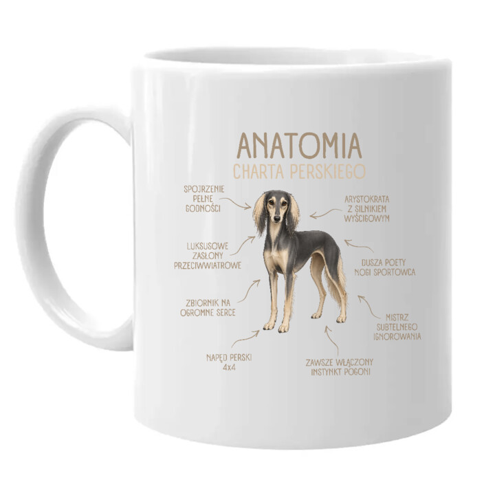 Anatomia charta perskiego - kubek na prezent dla miłośnika chartów