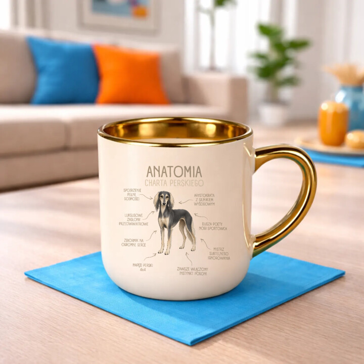 Anatomia charta perskiego - elegancki kubek na prezent dla miłośnika chartów