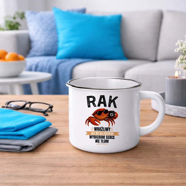 RAK wrażliwy ale nie dla każdego - kubek emaliowany na prezent dla osoby spod znaku Raka