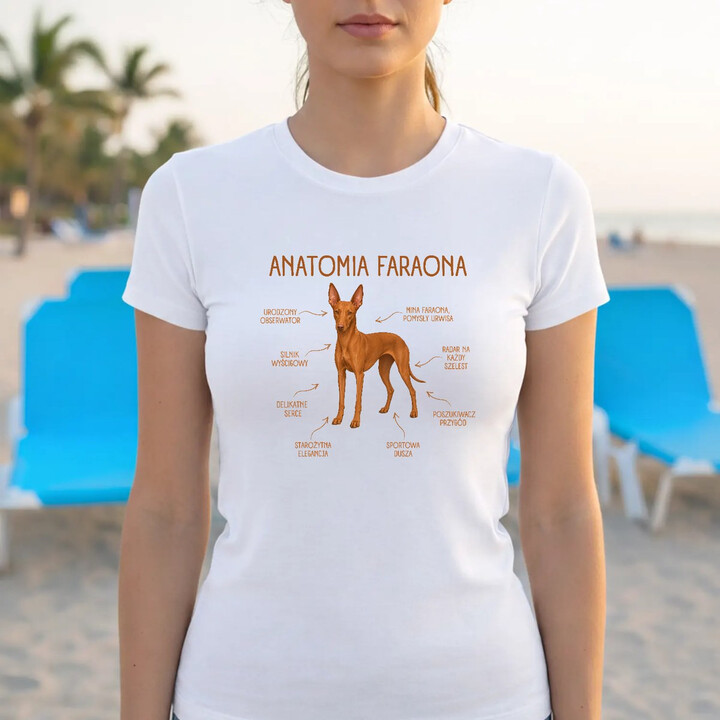Anatomia Faraona - damska koszulka na prezent dla miłośniczki psa