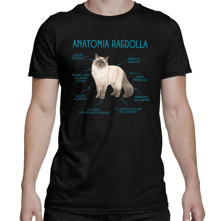 Anatomia Ragdolla - męska koszulka na prezent dla miłośnika kota