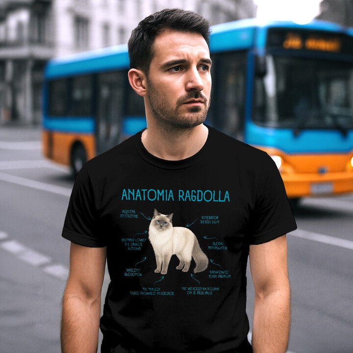 Anatomia Ragdolla - męska koszulka na prezent dla miłośnika kota
