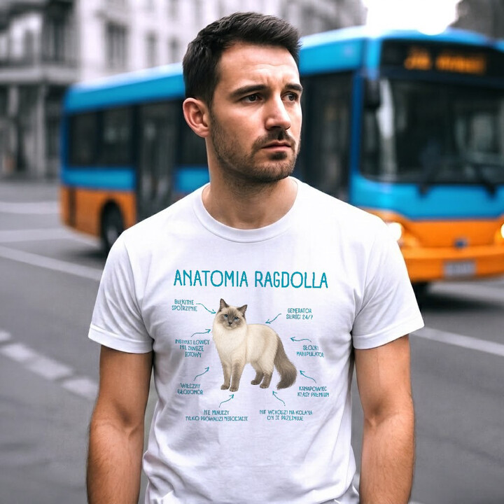Anatomia Ragdolla - męska koszulka na prezent dla miłośnika kota