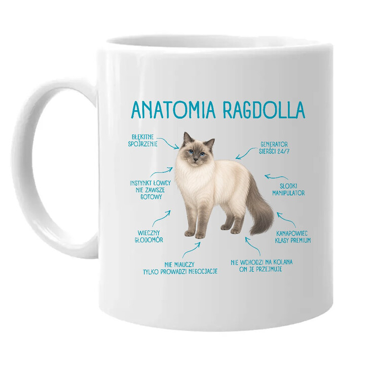 Anatomia Ragdolla - kubek na prezent dla miłośnika kota