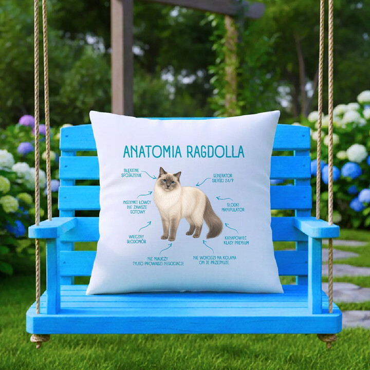 Anatomia Ragdolla - poduszka na prezent dla miłośnika kota