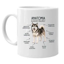 Anatomia Alaskan Malamut - kubek na prezent dla miłośnika psa