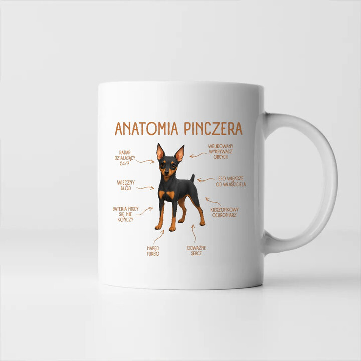 Anatomia Pinczera - kubek na prezent dla miłośnika psa