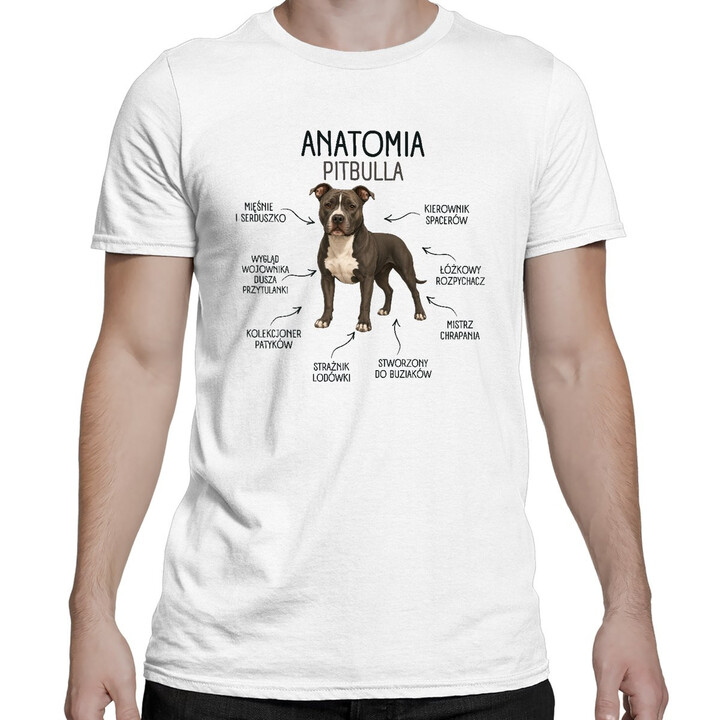 Anatomia Pitbulla - męska koszulka na prezent dla miłośnika psa