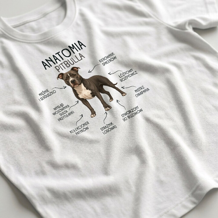 Anatomia Pitbulla - męska koszulka na prezent dla miłośnika psa