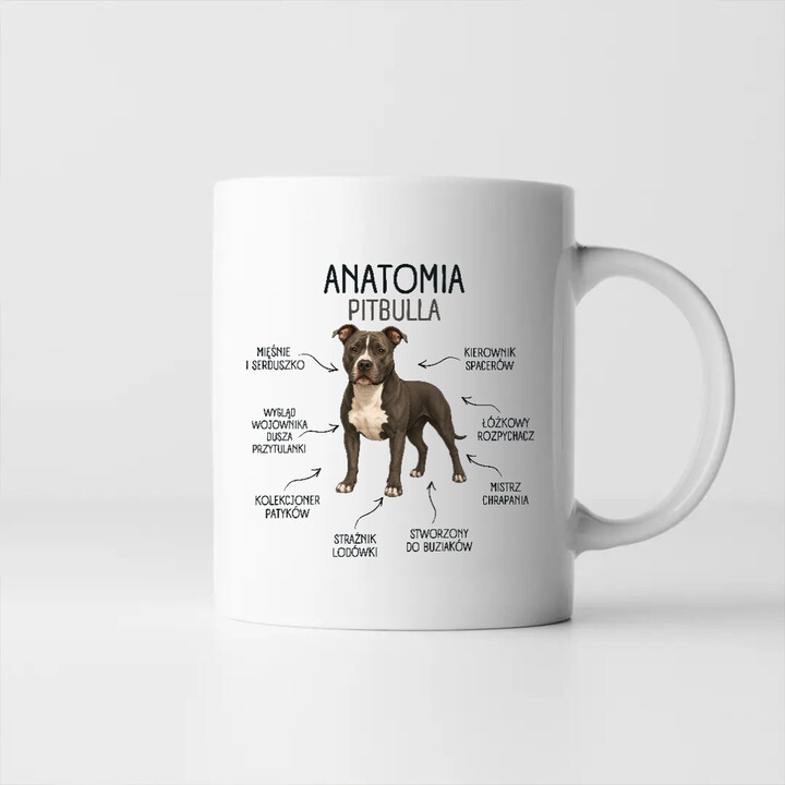 Anatomia Pitbulla - kubek na prezent dla miłośnika psa