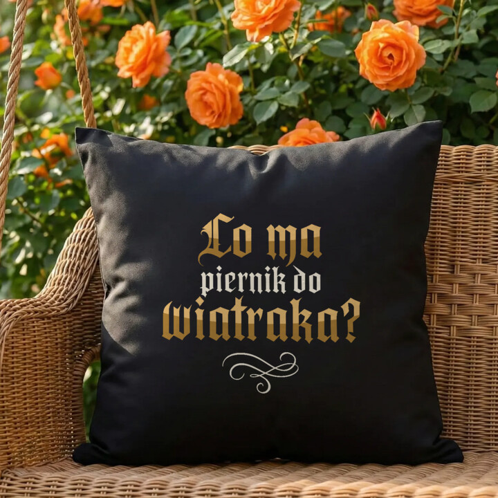 Co ma piernik do wiatraka? - czarna poduszka na prezent dla fanów serialu 1670