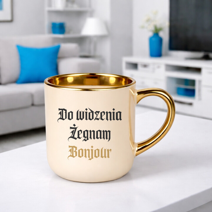 Do widzenia, żegnam, bonjour - kubek elegancki na prezent dla fanów serialu 1670