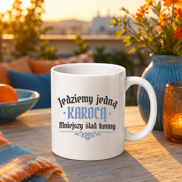 Jedziemy jedną karocą, mniejszy ślad konny - kubek na prezent dla fanów serialu 1670