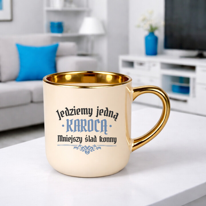 Jedziemy jedną karocą, mniejszy ślad konny - kubek elegancki na prezent dla fanów serialu 1670