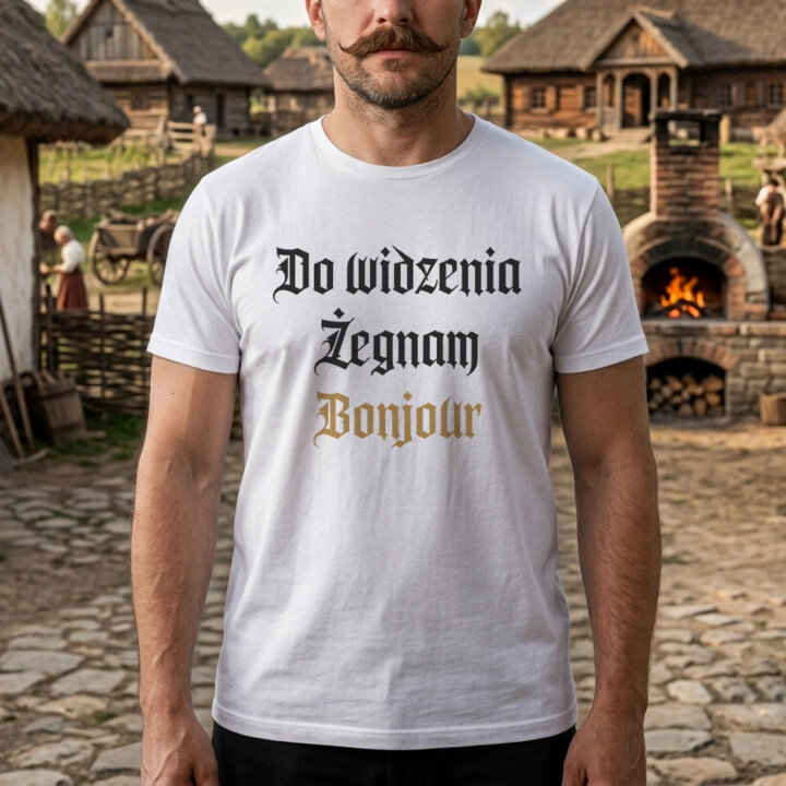 Do widzenia, żegnam, bonjour - męska koszulka na prezent dla fanów serialu 1670