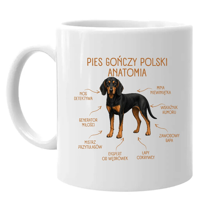 Anatomia Psa Gończego Polskiego - kubek na prezent dla miłośnika psa