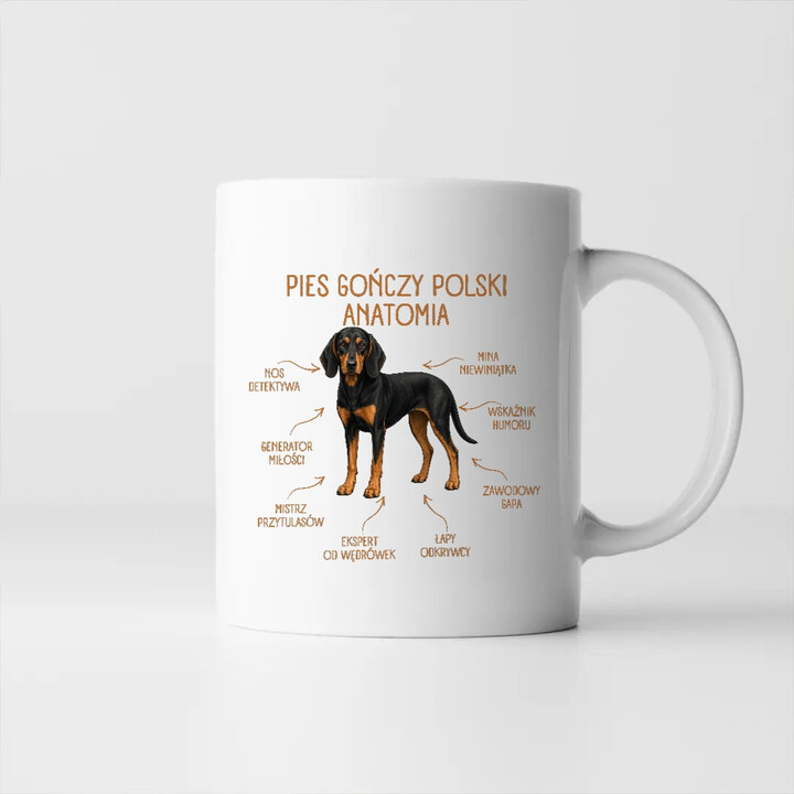Anatomia Psa Gończego Polskiego - kubek na prezent dla miłośnika psa