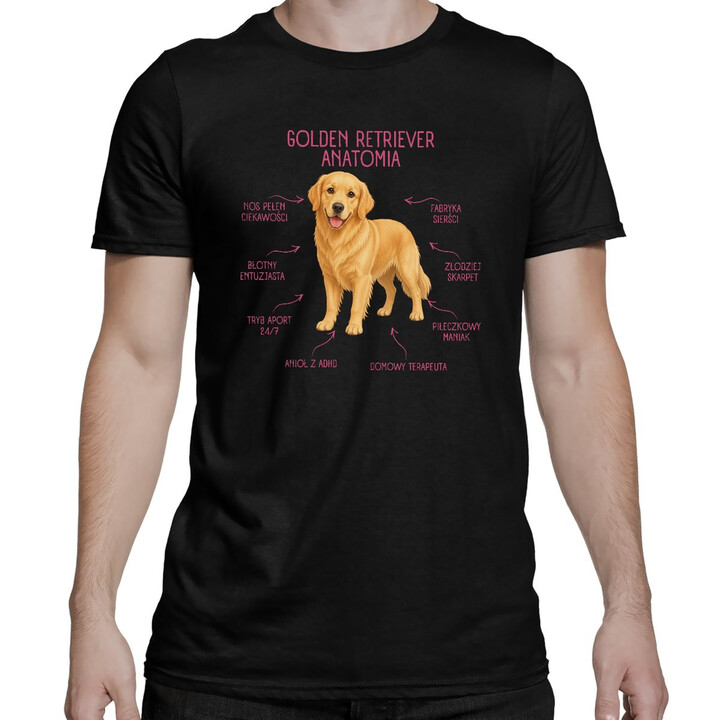 Anatomia Golden Retrievera - męska koszulka na prezent dla miłośnika psa