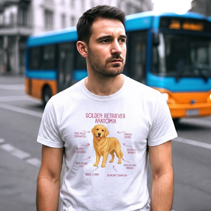 Anatomia Golden Retrievera - męska koszulka na prezent dla miłośnika psa